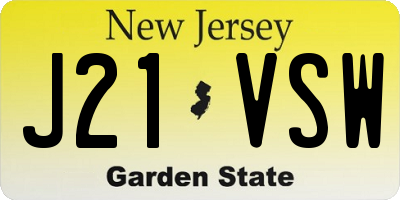 NJ license plate J21VSW