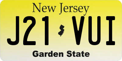 NJ license plate J21VUI