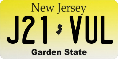 NJ license plate J21VUL