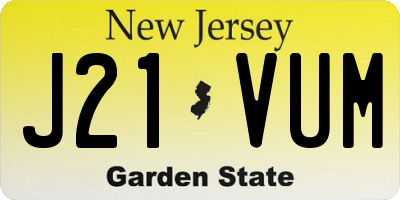 NJ license plate J21VUM