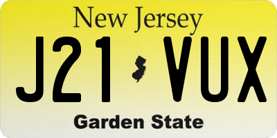 NJ license plate J21VUX