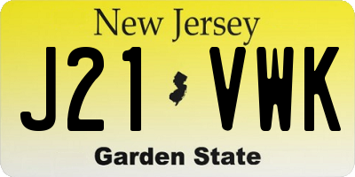 NJ license plate J21VWK