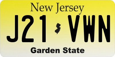 NJ license plate J21VWN