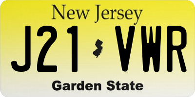 NJ license plate J21VWR