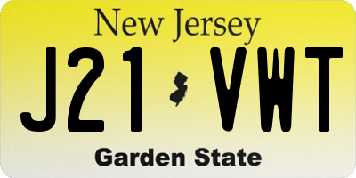 NJ license plate J21VWT