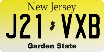 NJ license plate J21VXB