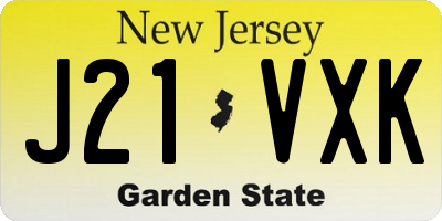 NJ license plate J21VXK