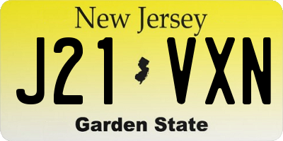 NJ license plate J21VXN