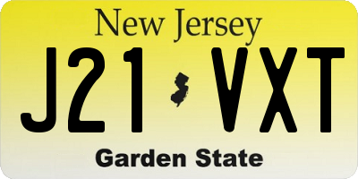 NJ license plate J21VXT