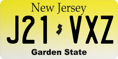 NJ license plate J21VXZ