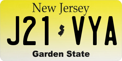 NJ license plate J21VYA