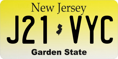 NJ license plate J21VYC