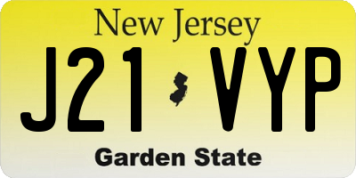NJ license plate J21VYP