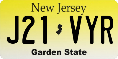 NJ license plate J21VYR