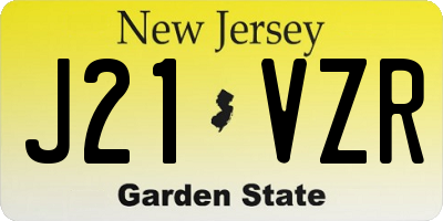 NJ license plate J21VZR
