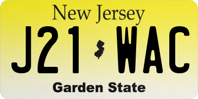NJ license plate J21WAC
