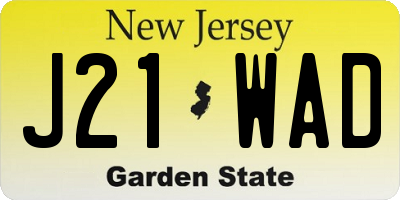 NJ license plate J21WAD
