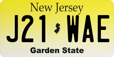 NJ license plate J21WAE