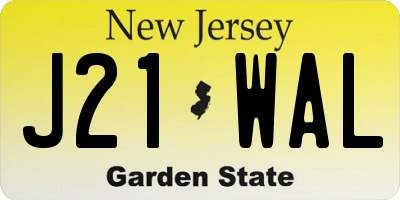 NJ license plate J21WAL