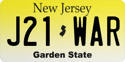 NJ license plate J21WAR