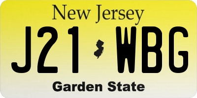 NJ license plate J21WBG