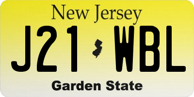 NJ license plate J21WBL