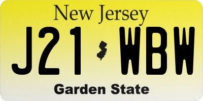NJ license plate J21WBW