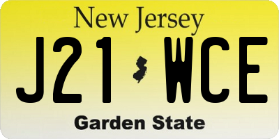 NJ license plate J21WCE