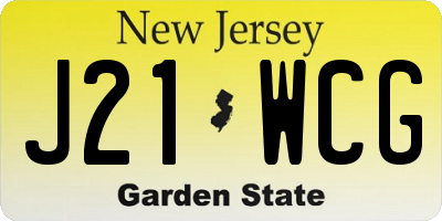 NJ license plate J21WCG