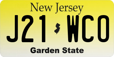 NJ license plate J21WCO