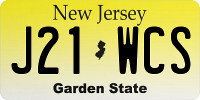 NJ license plate J21WCS