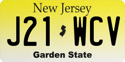 NJ license plate J21WCV