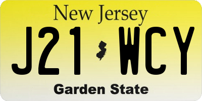 NJ license plate J21WCY