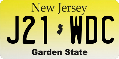 NJ license plate J21WDC