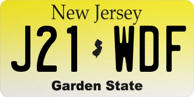NJ license plate J21WDF