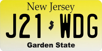 NJ license plate J21WDG