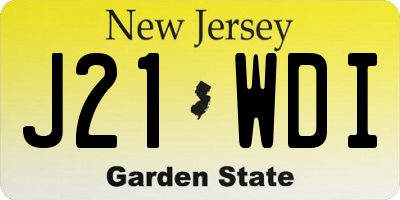 NJ license plate J21WDI