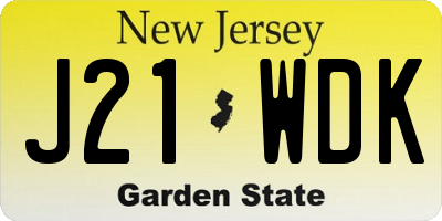 NJ license plate J21WDK