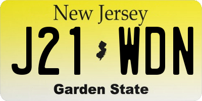 NJ license plate J21WDN