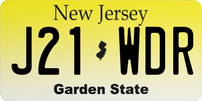 NJ license plate J21WDR