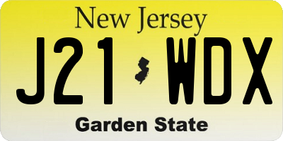 NJ license plate J21WDX