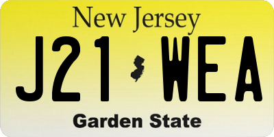 NJ license plate J21WEA