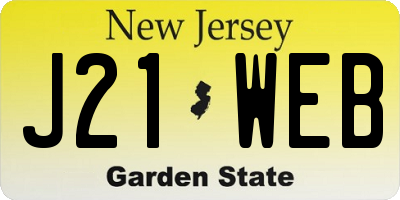 NJ license plate J21WEB