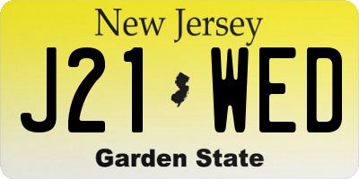 NJ license plate J21WED