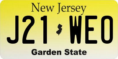 NJ license plate J21WEO