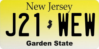 NJ license plate J21WEW