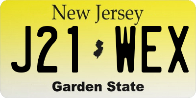 NJ license plate J21WEX