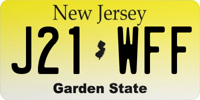 NJ license plate J21WFF