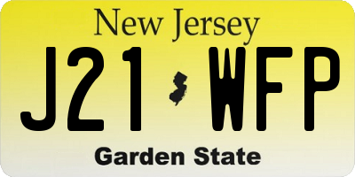 NJ license plate J21WFP