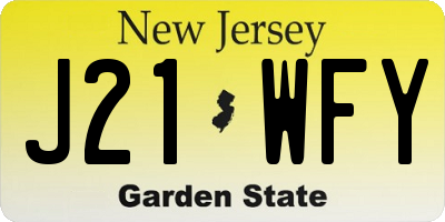 NJ license plate J21WFY